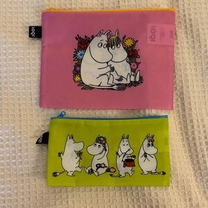 Moomin Characters LOQI Pink and Green Travel Cosmetic Pouches (2)